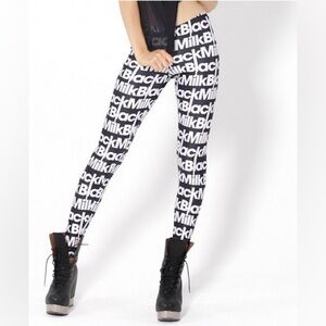 BlackMilk Scripted Logo Leggings - Black and White